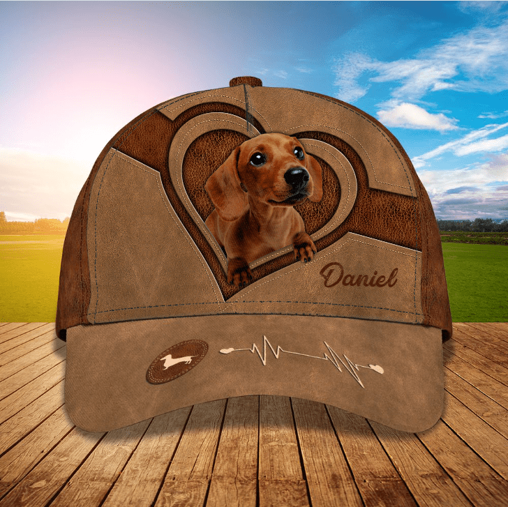 Personalized Dachshund 3D Classic Cap, Lovely Dog Hat, Custom Name, Dog Name, Gift for Dog Lovers, Dog Birthday Trucker Hats Custom Hats Gifts For Men & Women