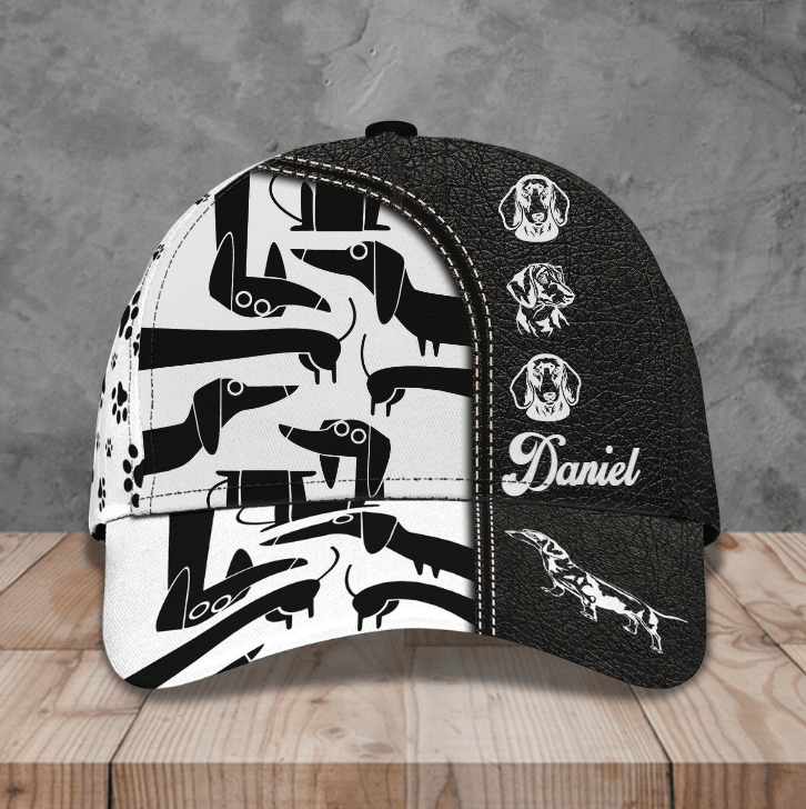 Personalized Dachshund 3D Classic Cap, Lovely Dog Hat, Custom Name, Dog Name, Gift for Dog Lovers, Dog Birthday Trucker Hats Custom Hats Gifts For Men & Women