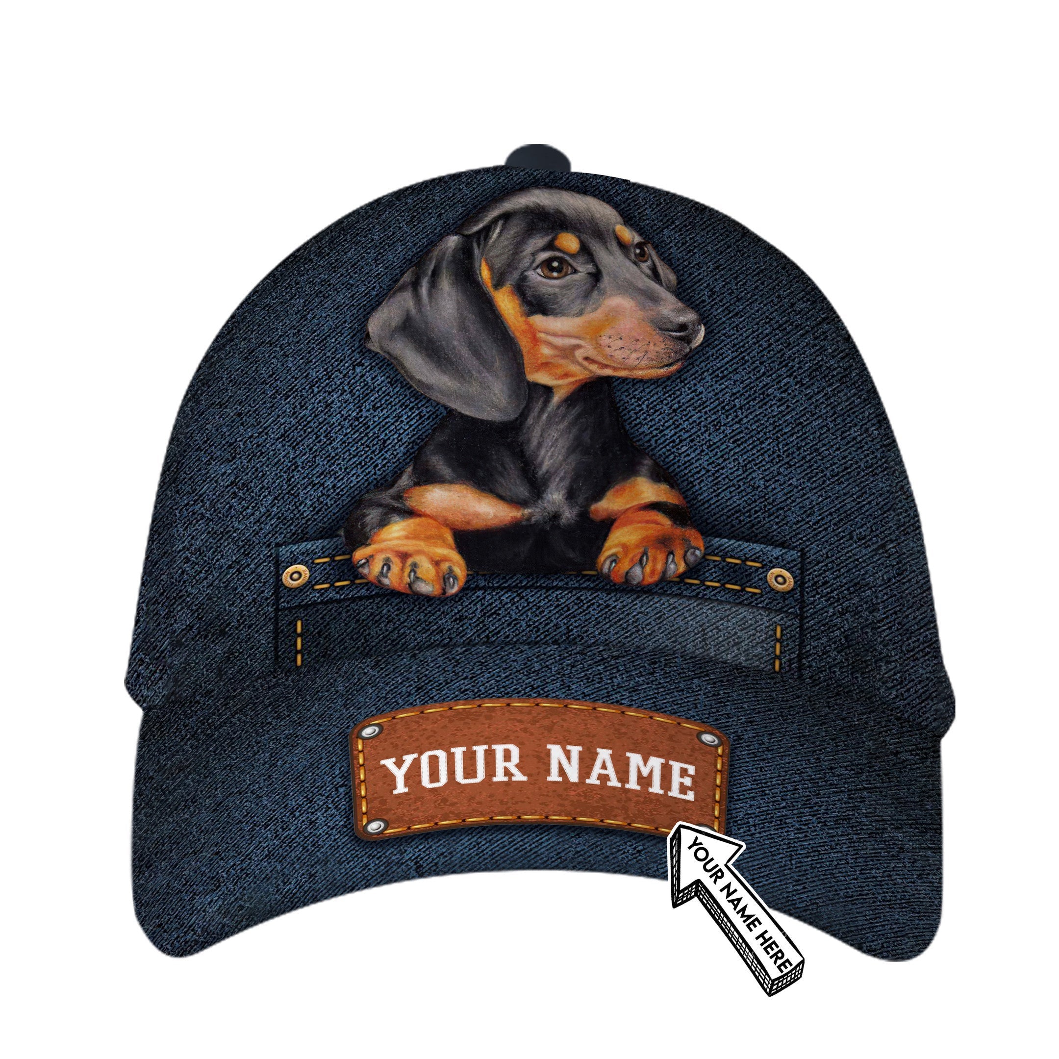 Personalized Dachshund Dog Hat Classic Cap Trucker Hats Custom Hats Gifts For Men & Women