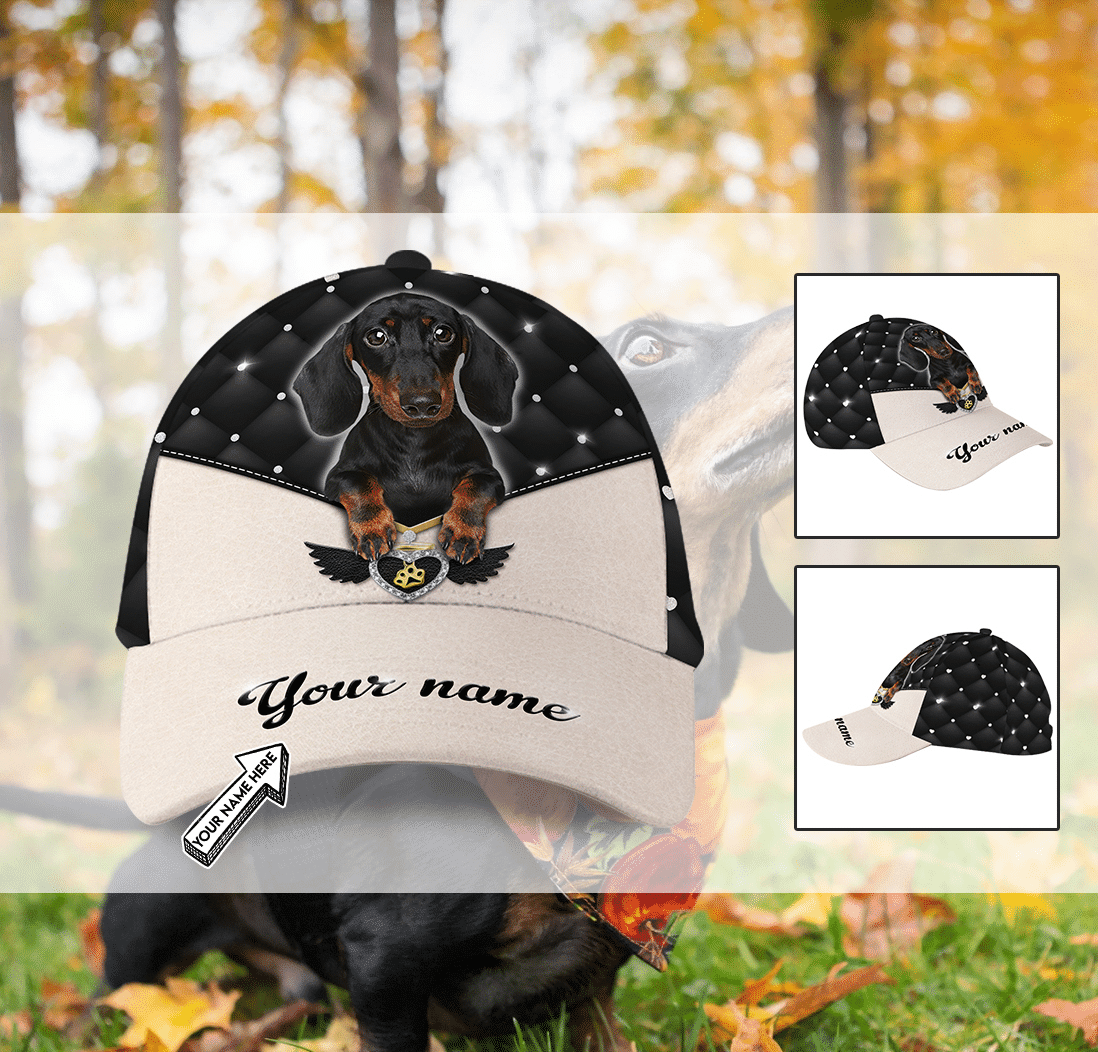 Personalized Dachshund Dog Hat Classic Cap Trucker Hats Custom Hats Gifts For Men & Women