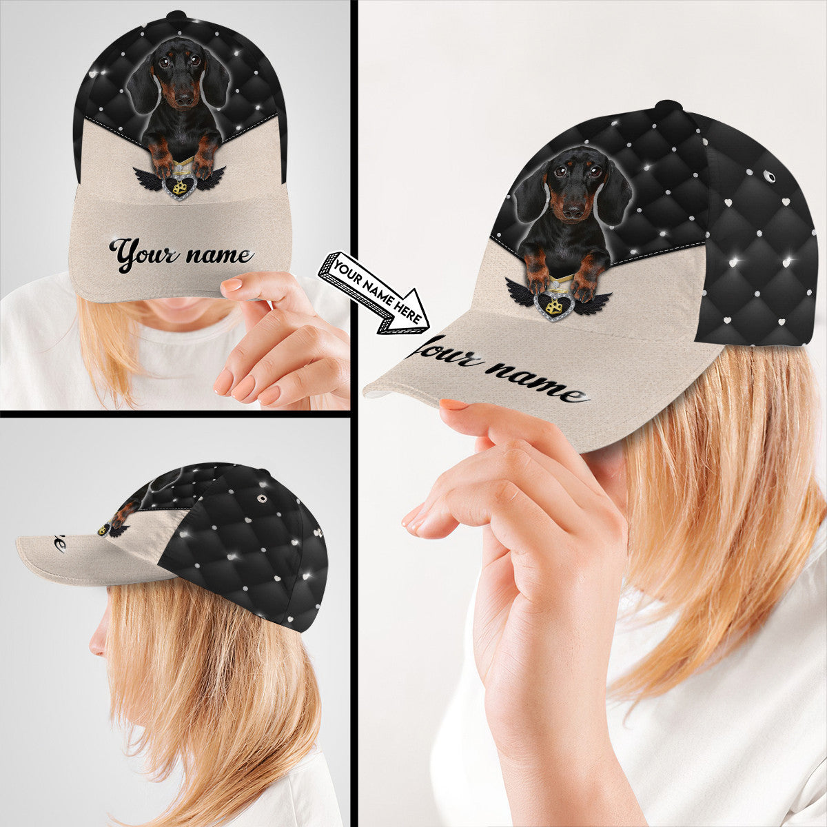 Personalized Dachshund Dog Hat Classic Cap Trucker Hats Custom Hats Gifts For Men & Women