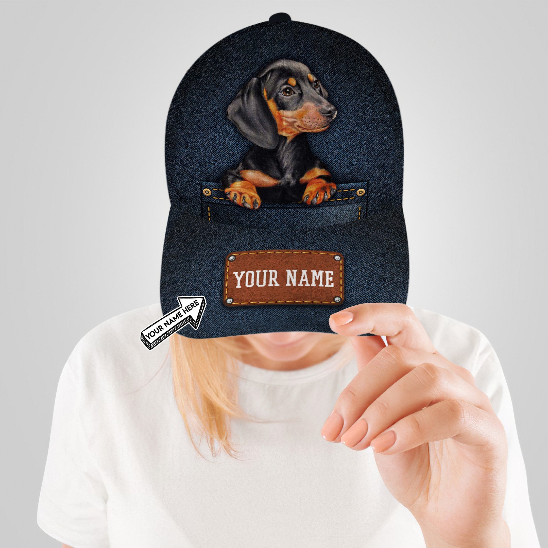 Personalized Dachshund Dog Hat Classic Cap Trucker Hats Custom Hats Gifts For Men & Women