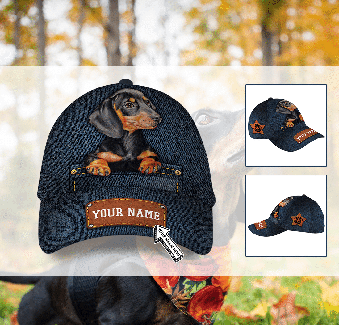 Personalized Dachshund Dog Hat Classic Cap Trucker Hats Custom Hats Gifts For Men & Women