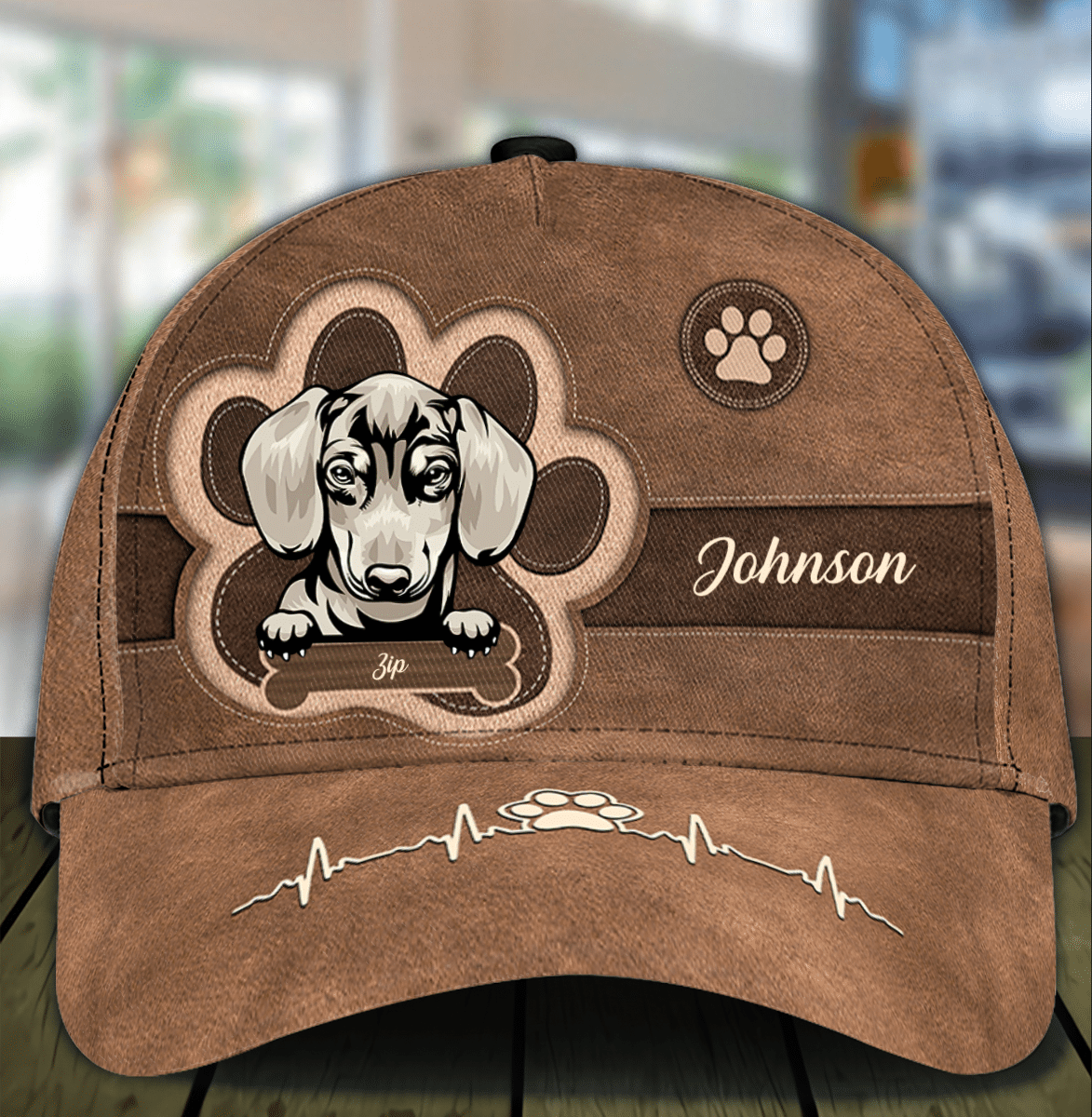 Personalized Dachshunds Cap for Dog Mom, Dachshunds Leatherette Pawprints Hat for Dog Dad Trucker Hats Custom Hats Gifts For Men & Women