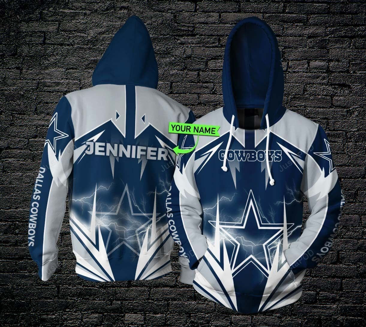 Personalized Dallas Cowboys Lightning 3D All Over Print Hoodie, Zip Hoodie