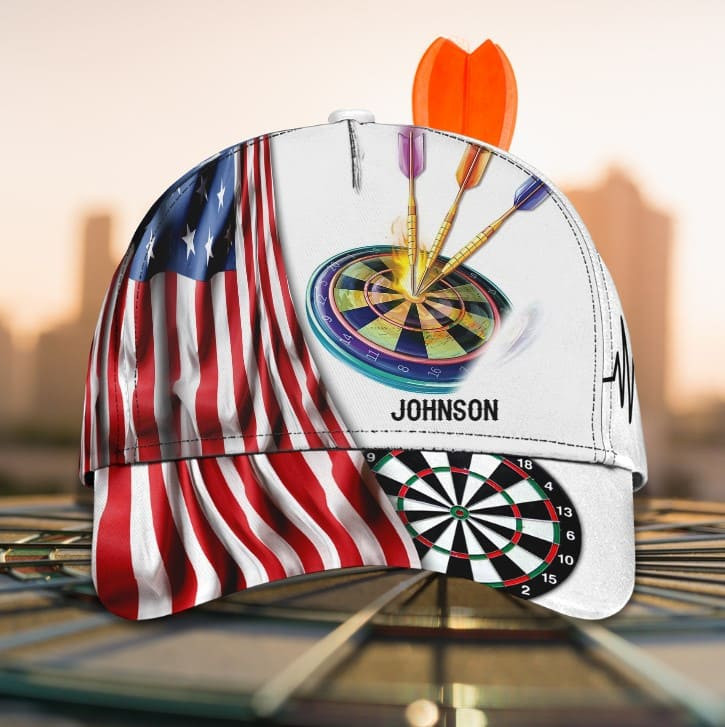 Personalized Dart 3d Baseball Cap 4th of July Dart Hat for Her and Him American Flag Dart Cap Trucker Hats Custom Hats Gifts For Men & Women