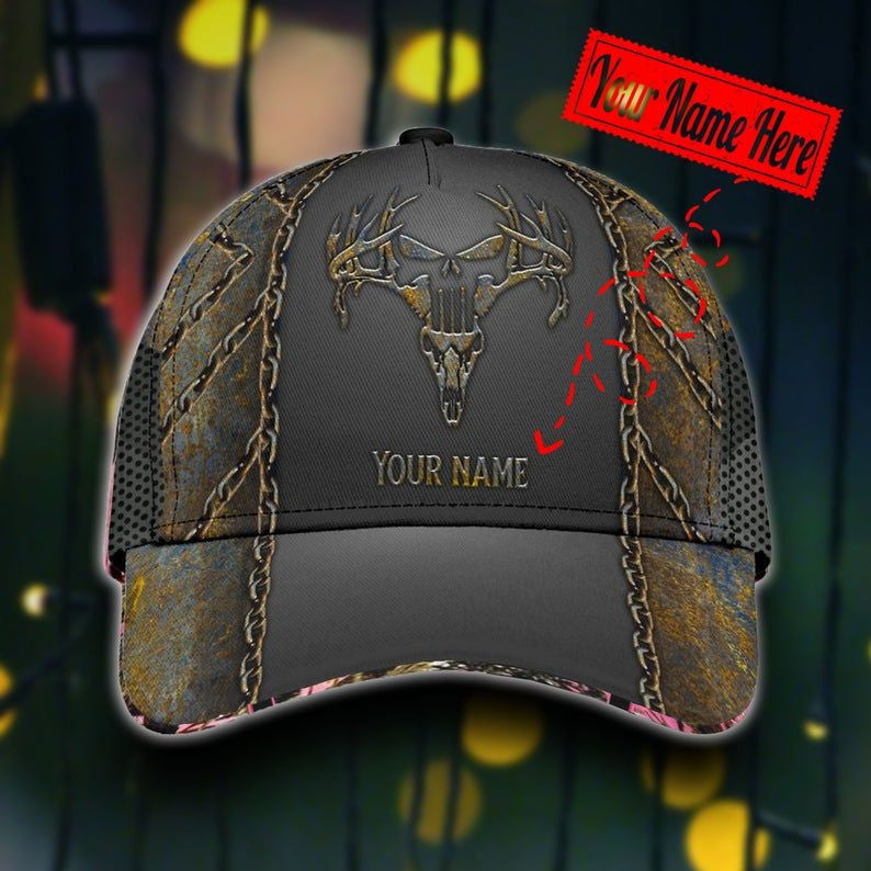 Personalized Deer Hunter Cap 3D, Deer Hunting Camo Cap Custom HatAll Over Printed, Cap Gift Trucker Hats Custom Hats Gifts For Men & Women