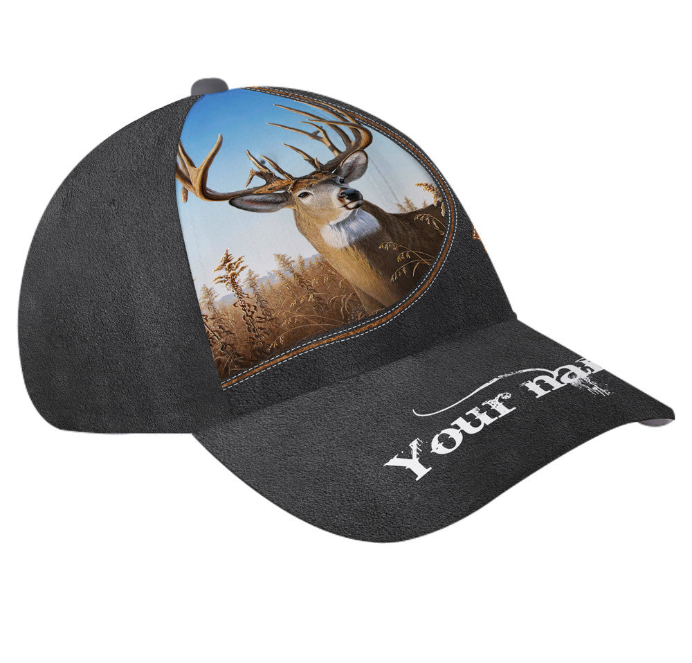 Personalized Deer Hunting Leather Hat Classic Cap Trucker Hats Custom Hats Gifts For Men & Women