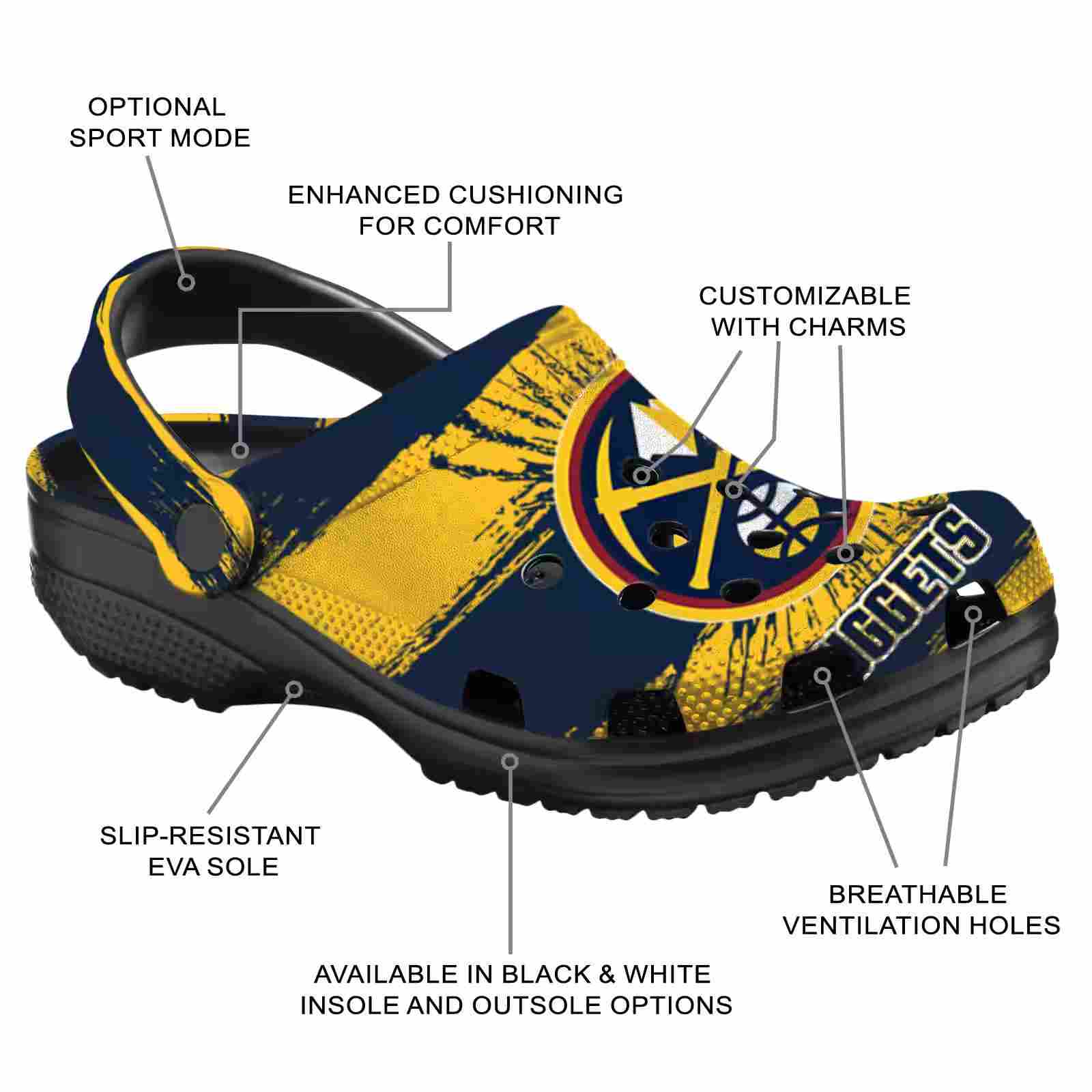 Personalized Denver Nuggets Paint Splatter Graphics ClogTVC1801683 - Image 5