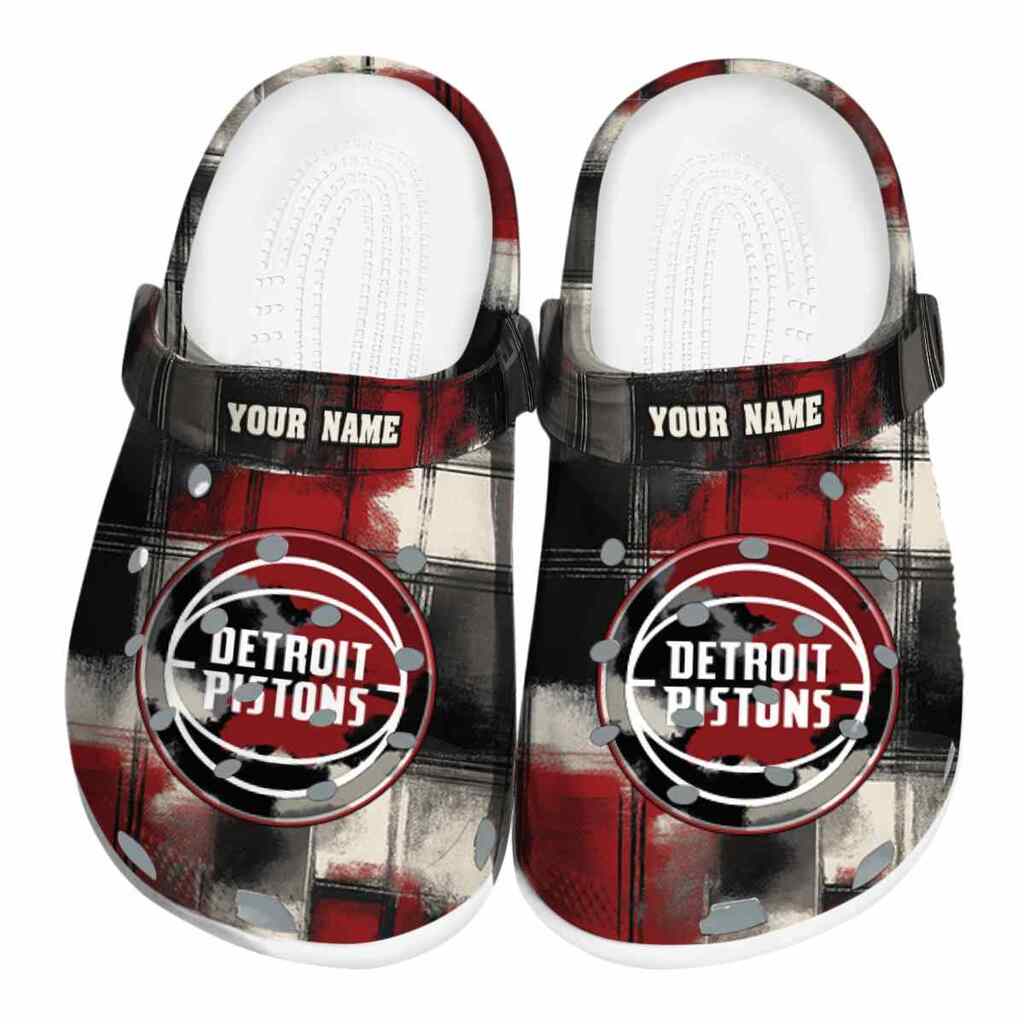Personalized Detroit Pistons Plaid Fusion ClogTVC1801690