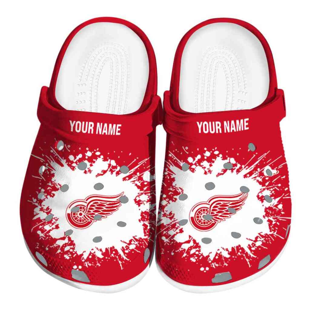 Personalized Detroit Red Wings Splatter Background ClogTVC1801889