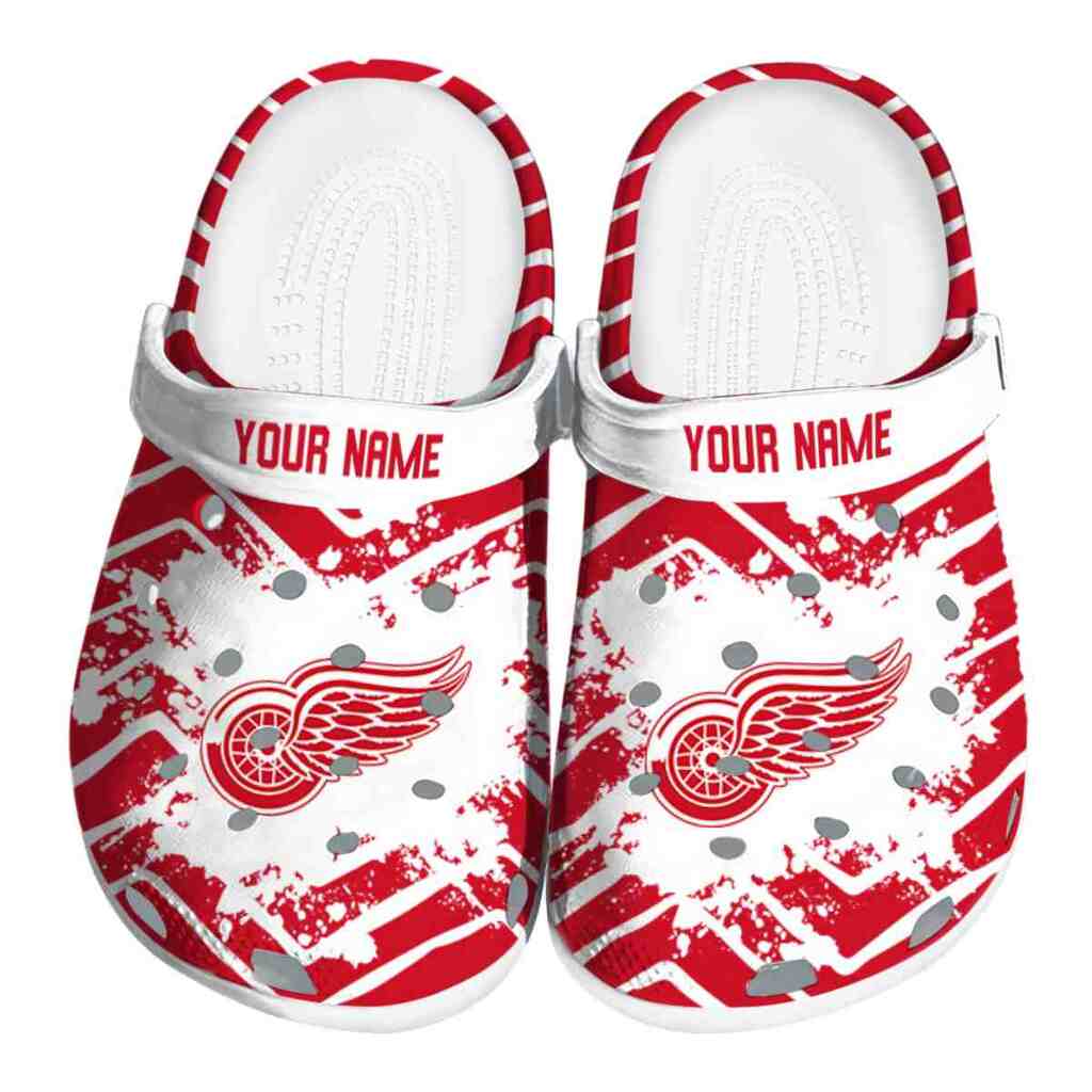 Personalized Detroit Red Wings Zigzag Paint Burst ClogTVC1801889