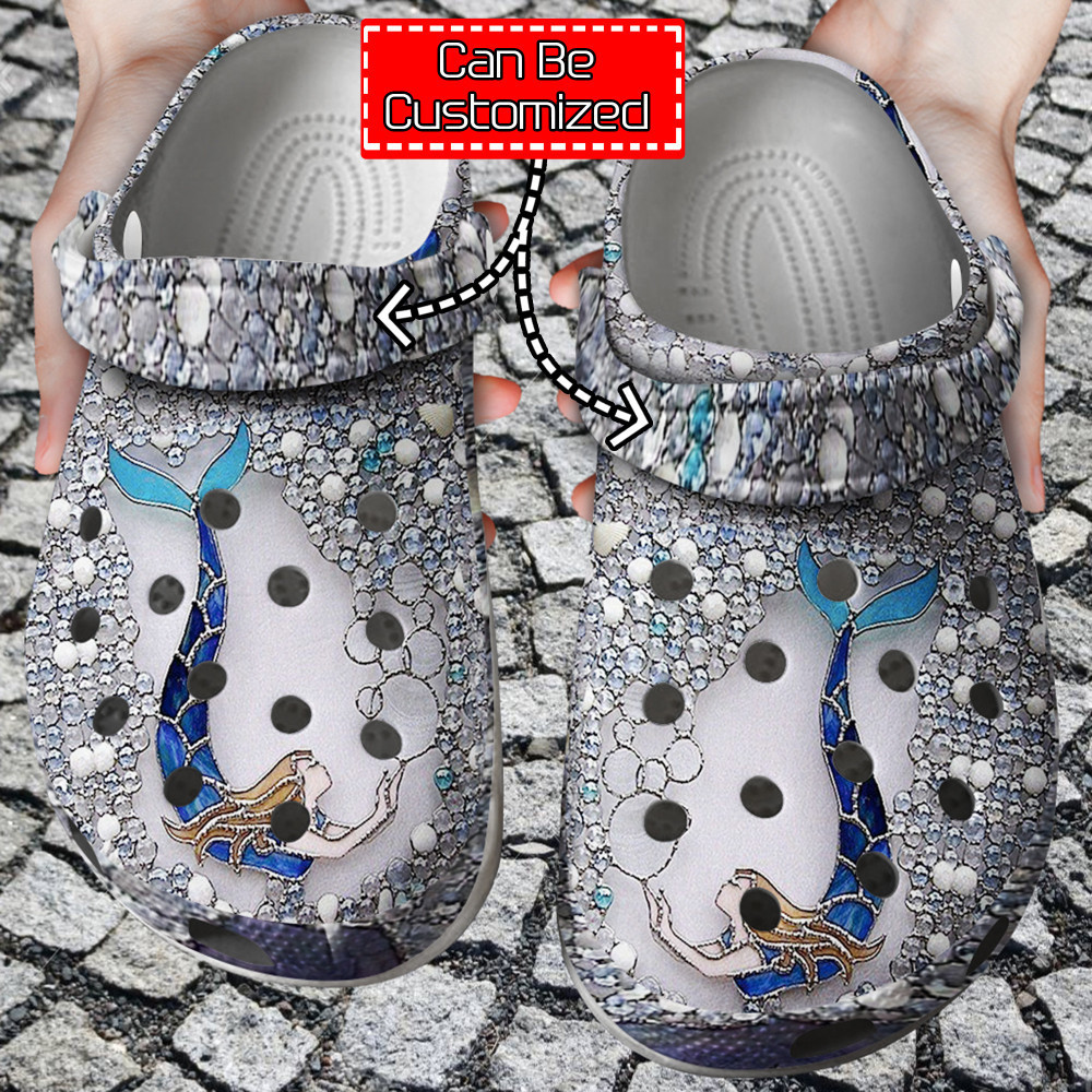 Personalized Diamond Mermaid clog Shoes For Men And Women