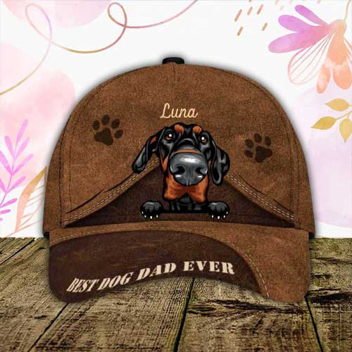 Personalized Doberman Pinscher Hat, Custom Photo Doberman Pinscher 3D Cap for Mom Trucker Hats Custom Hats Gifts For Men & Women