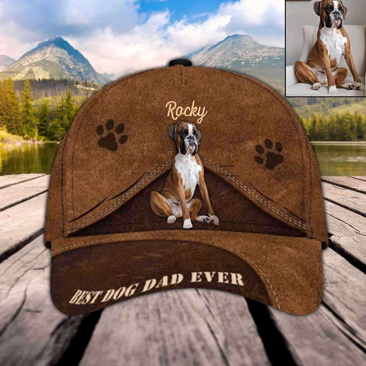 Personalized Dog Boxer Hat, Custom Photo Boxer 3D Cap for Dad & Mom Trucker Hats Custom Hats Gifts For Men & Women