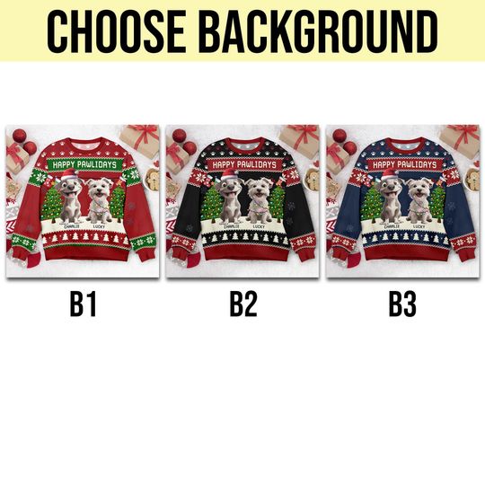 Personalized Dog Christmas Sweater | Happy Pawlidays Ugly Sweater | Custom Pet Name Sweatshirt | Funny Holiday Gift for Dog Lovers - Image 10