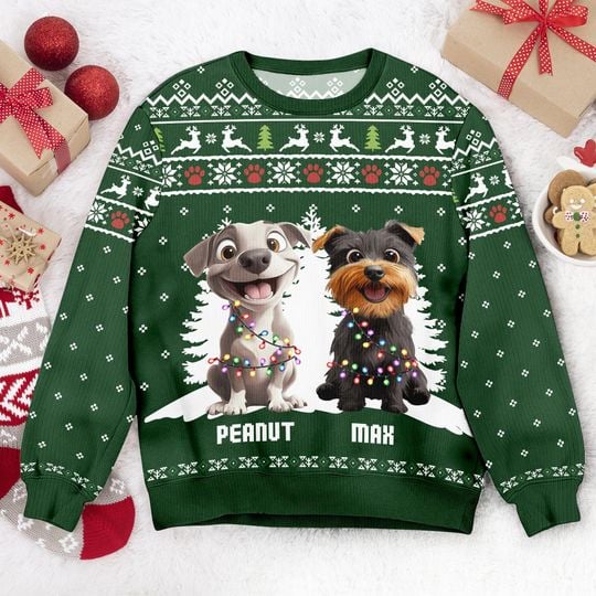 Personalized Dog Christmas Sweater | Happy Pawlidays Ugly Sweater | Custom Pet Name Sweatshirt | Funny Holiday Gift for Dog Lovers - Image 7