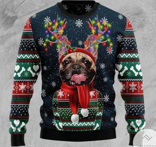 Personalized Dog Christmas Ugly Sweater, Pet Custom Funny Reindeer Horn Sweater - Image 6