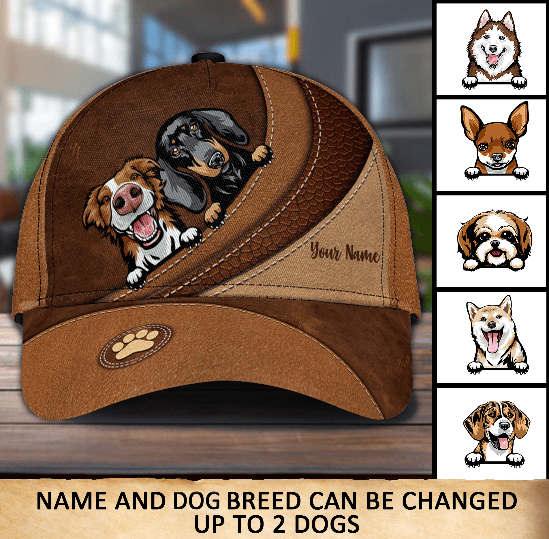 Personalized Dog Classic Cap, Personalized Gift for Dog Lovers, Dog Dad, Dog Mom Trucker Hats Custom Hats Gifts For Men & Women