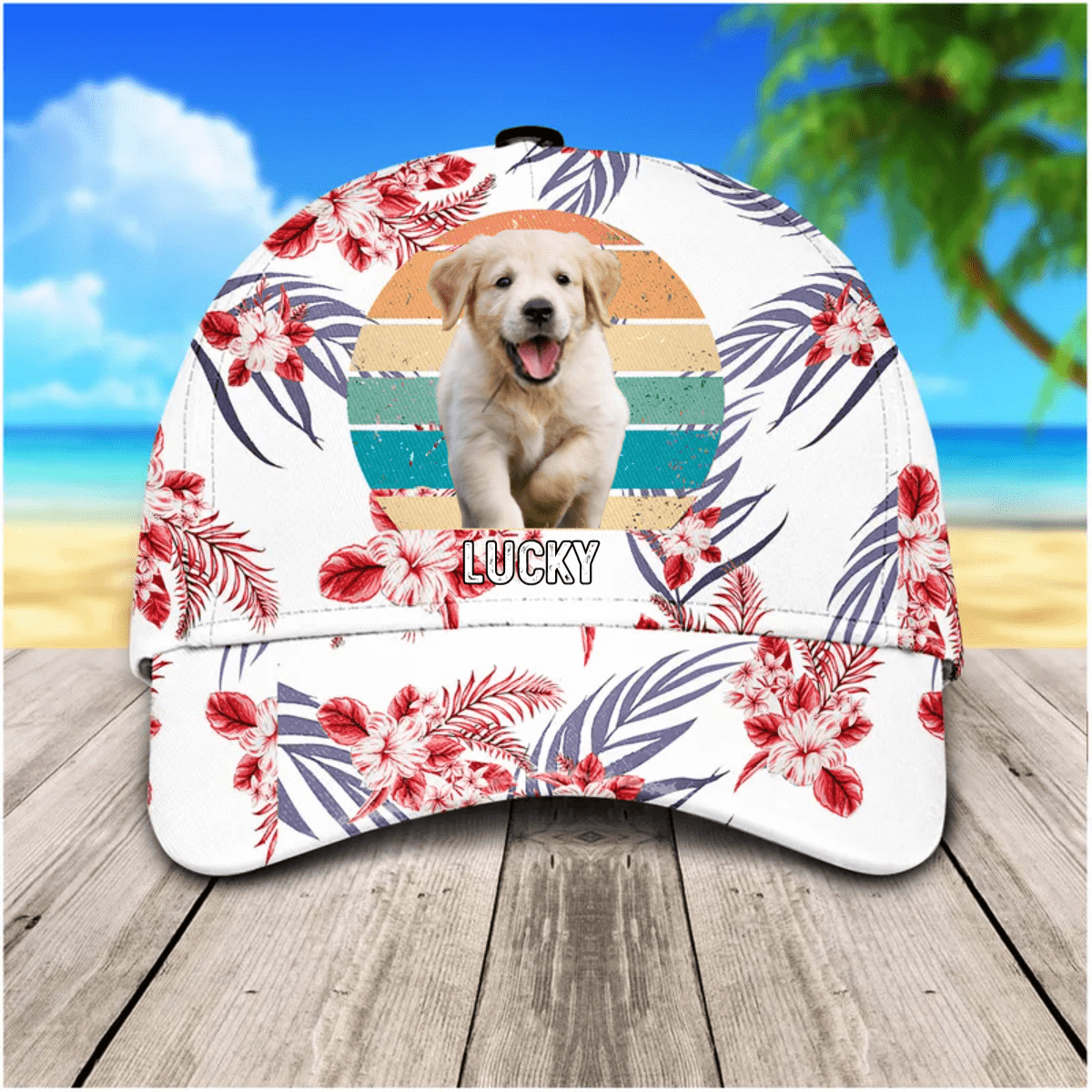 Personalized Dog Lovers Hawaiian 3D Baseball Cap for Pet Lovers, Dog Hat for Him & Her Trucker Hats Custom Hats Gifts For Men & Women