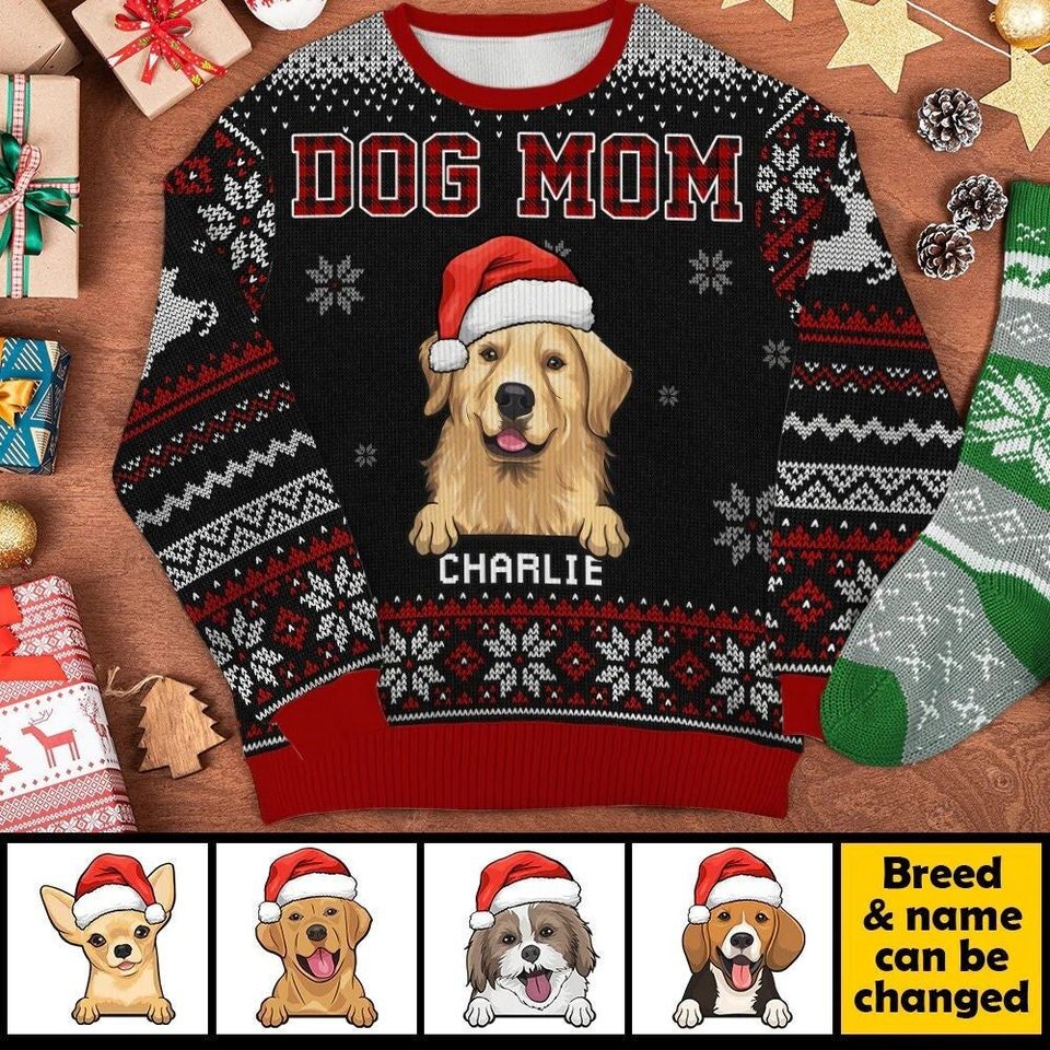 Personalized Dog Mom Christmas Sweater