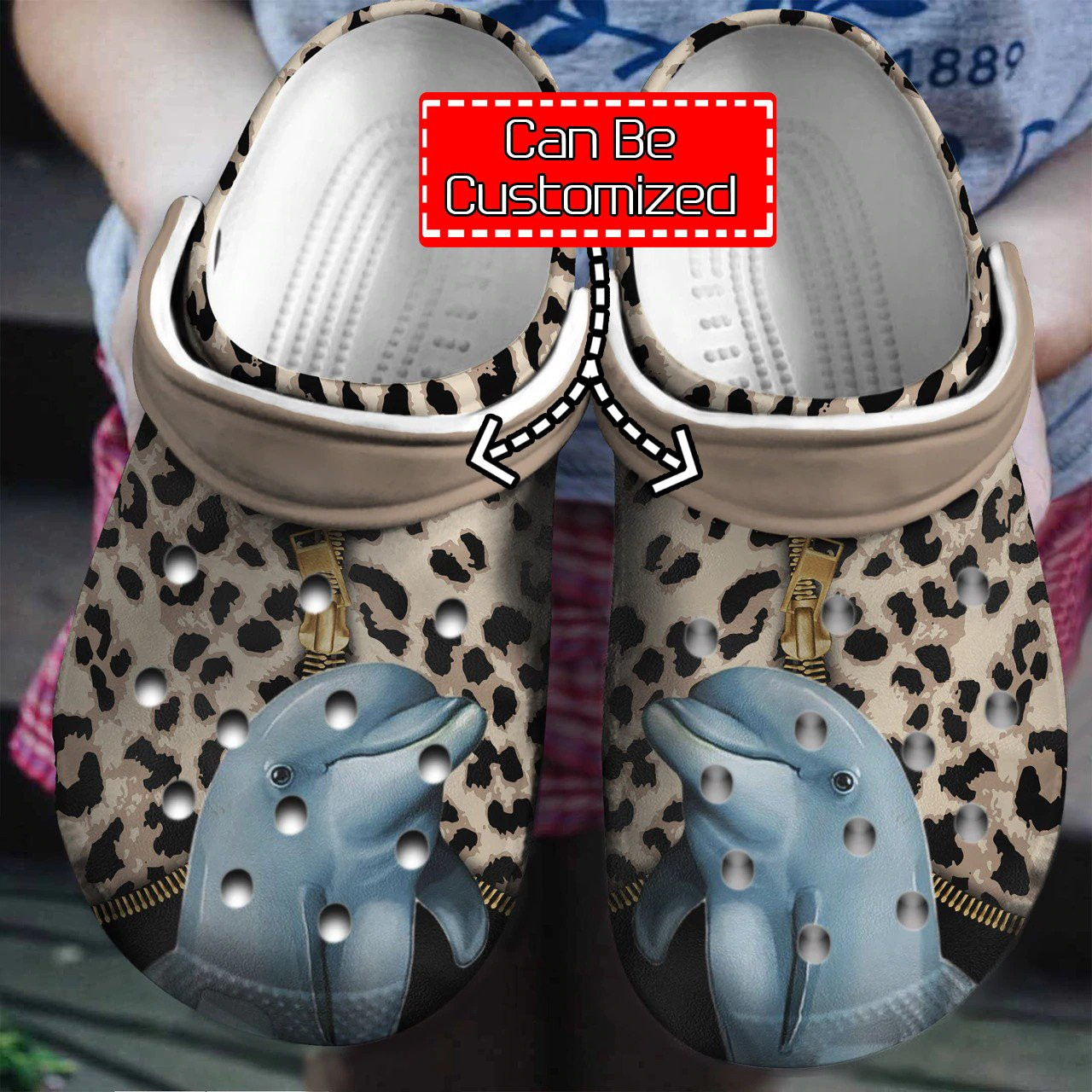 Personalized Dolphin Leopard Pattern clog Shoes Animal