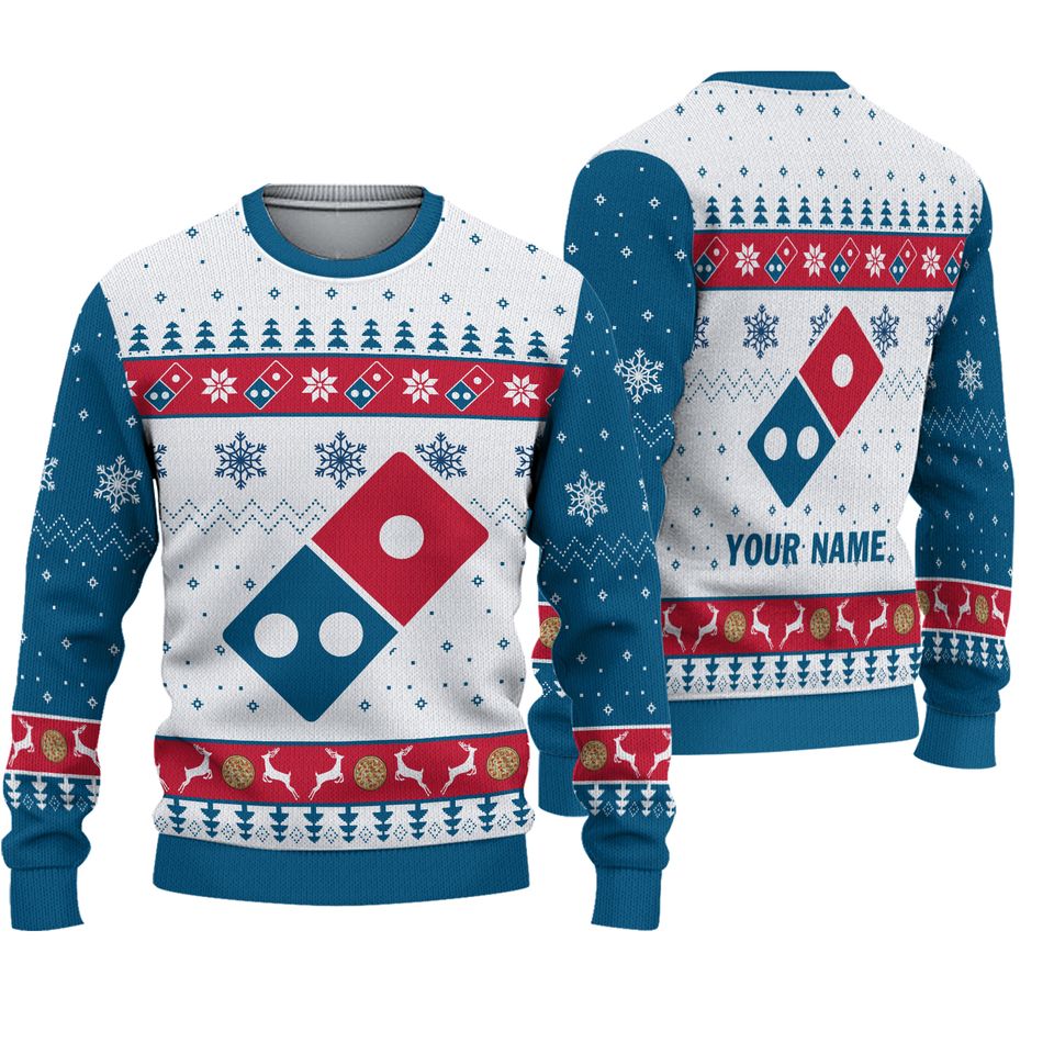 Personalized Domino's Pizza Food Christmas Ugly Sweater