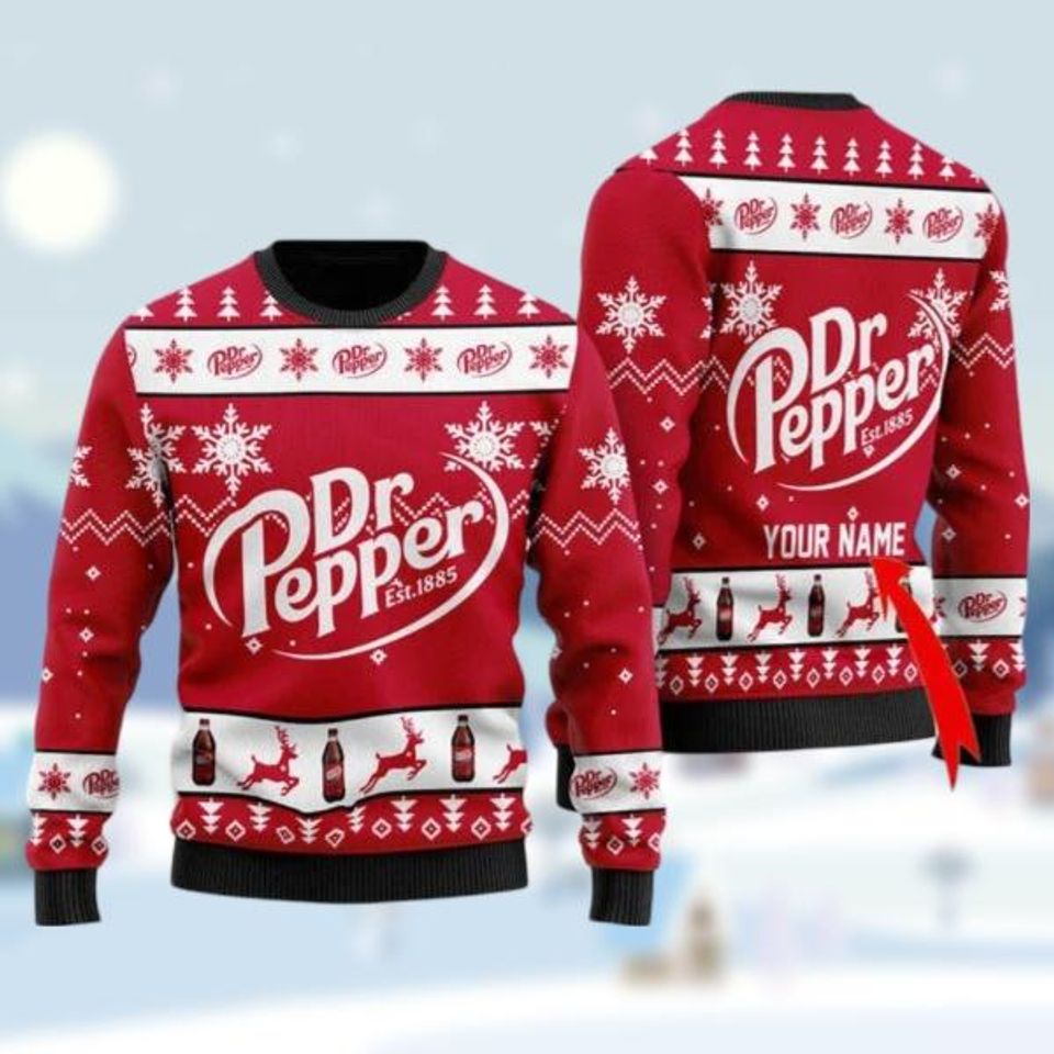 Personalized Dr Pepper Christmas Sweater, Beverage Ugly Sweater, Pepper Fan Xmas Sweater
