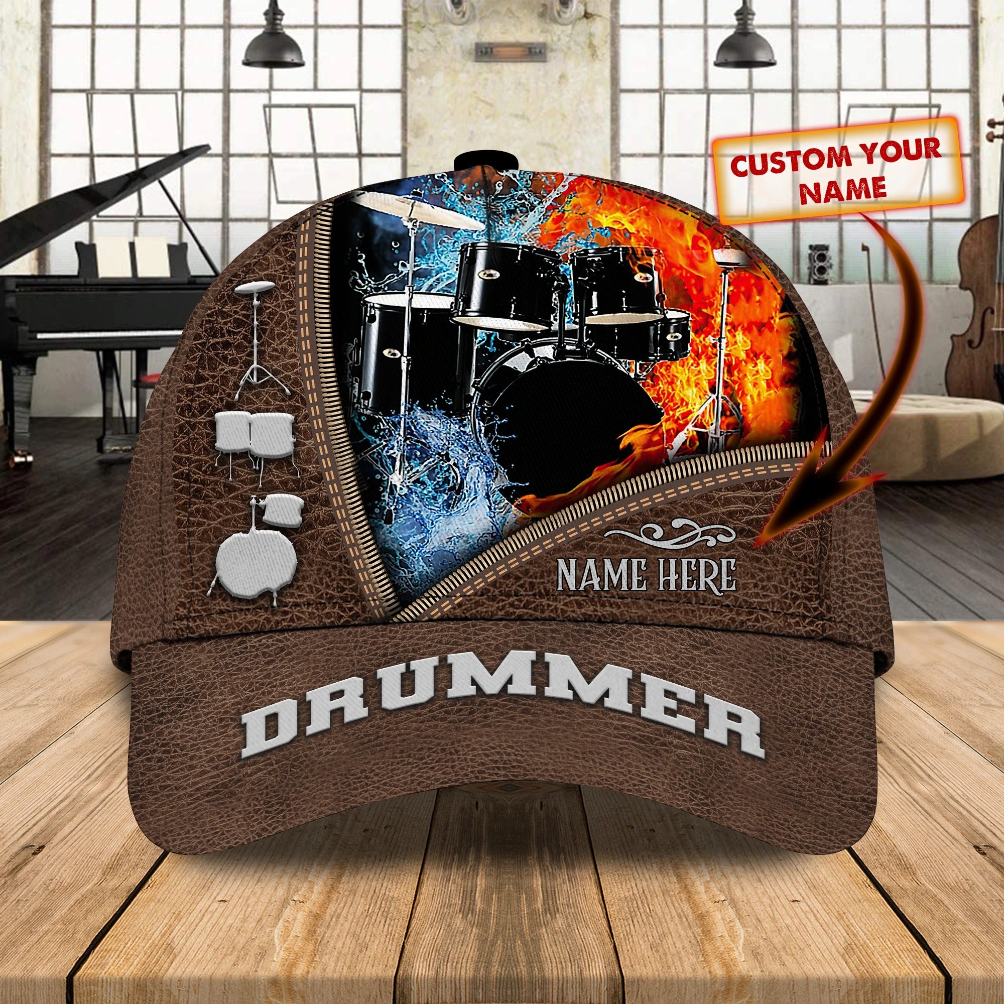Personalized Drum Baseball Cap For Man And Woman, Birthday Present To Drummer, Drummer Summer Cap Hat Trucker Hats Custom Hats Gifts For Men & Women