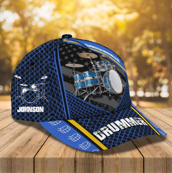 Personalized Drum Cap 3D All Over Prints for Drummer, Custom Name 3D Drum Hat Trucker Hats Custom Hats Gifts For Men & Women