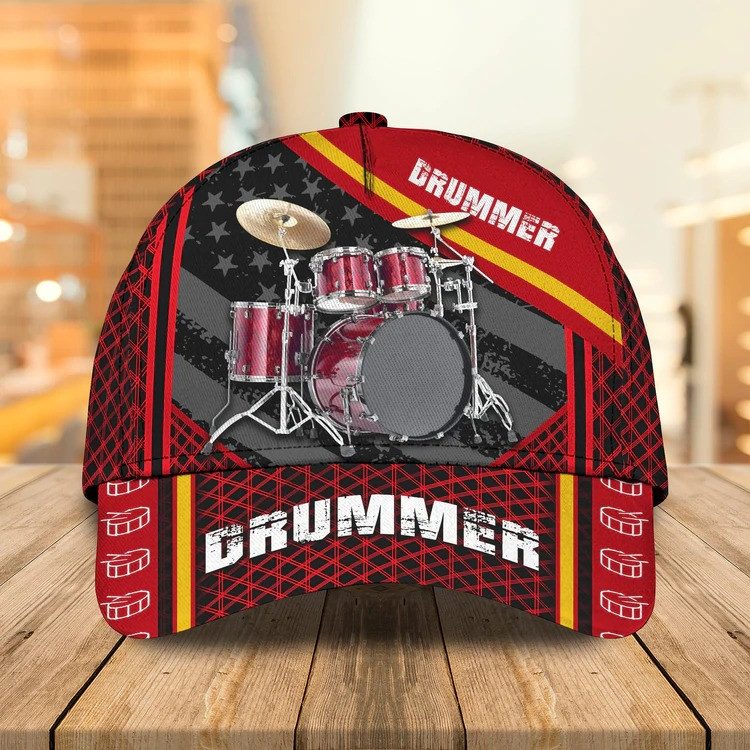 Personalized Drum Cap 3D All Over Prints for Drummer, Custom Name 3D Drum Hat Trucker Hats Custom Hats Gifts For Men & Women