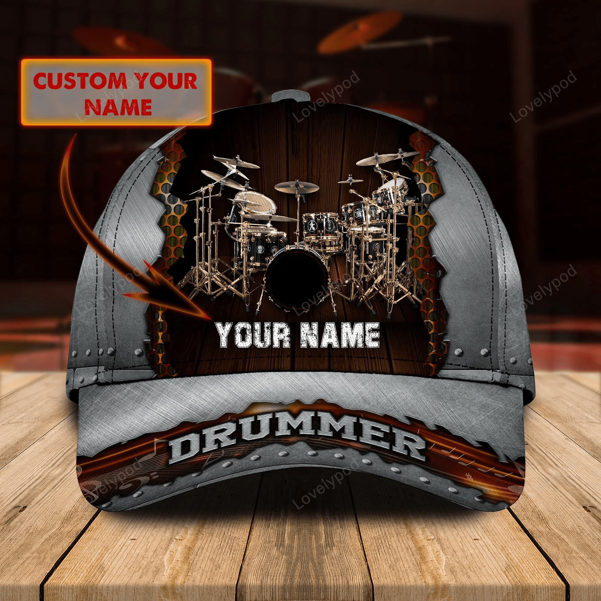 Personalized Drummer Cap Hat, 3D Baseball Cap Hat For Drummer, Drum Cap, Drum Hat, Gift To Drummer Trucker Hats Custom Hats Gifts For Men & Women