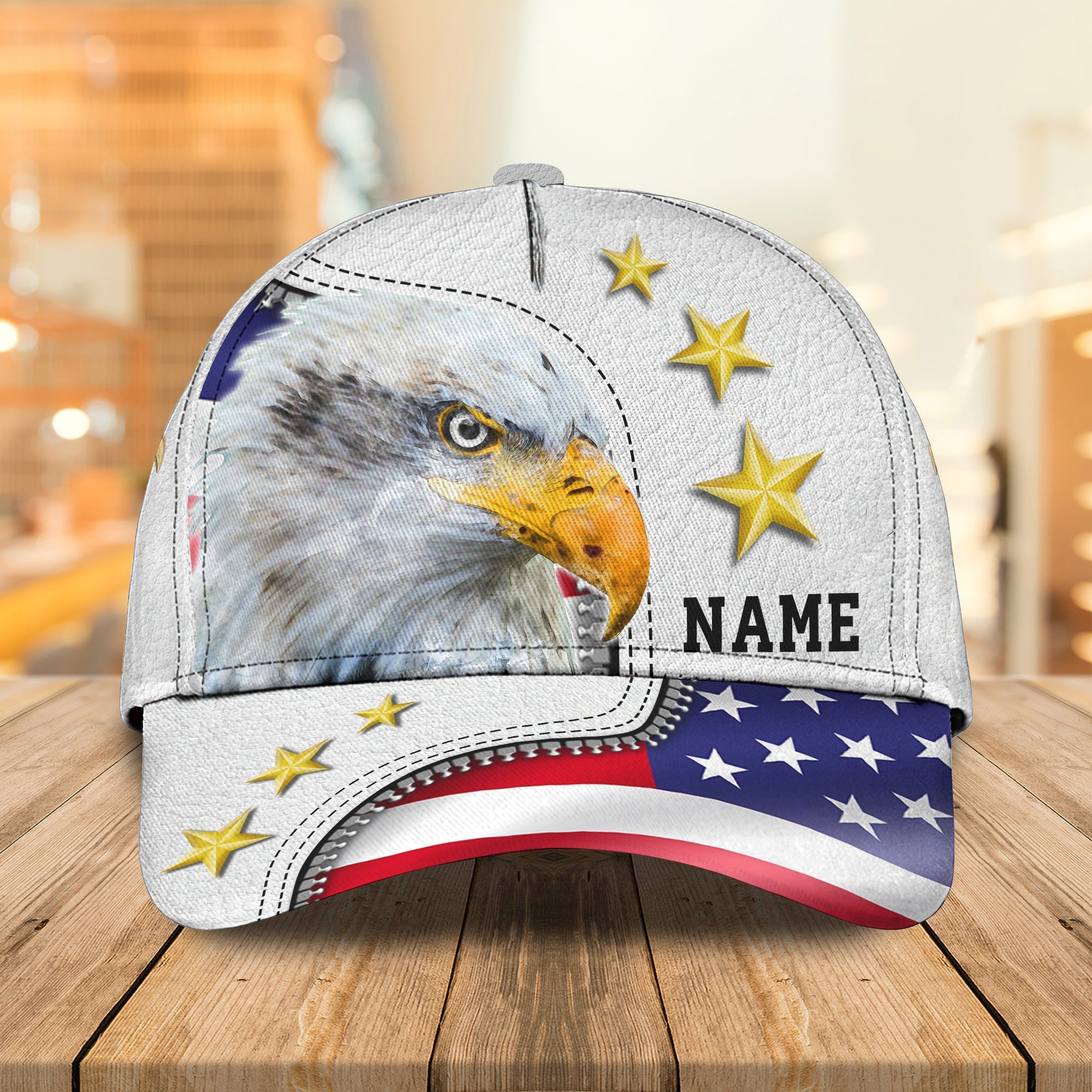 Personalized Eagle American Baseball Cap Hat, White 3D Cap Hat For 4Th Of July, Eagle Usa Cap Hat Trucker Hats Custom Hats Gifts For Men & Women