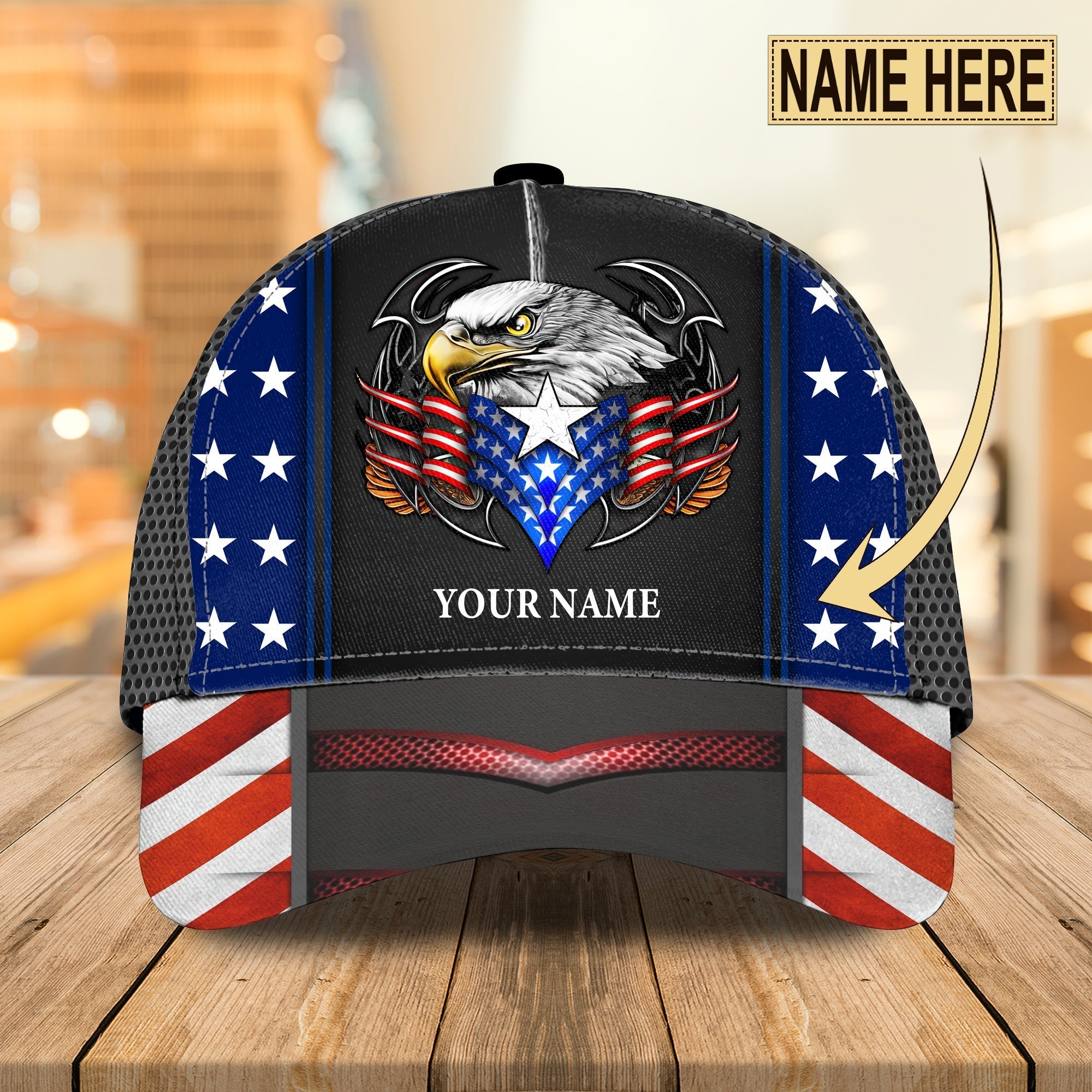 Personalized Eagle American Flag Baseball, Independence Day Cap Hat Trucker Hats Custom Hats Gifts For Men & Women