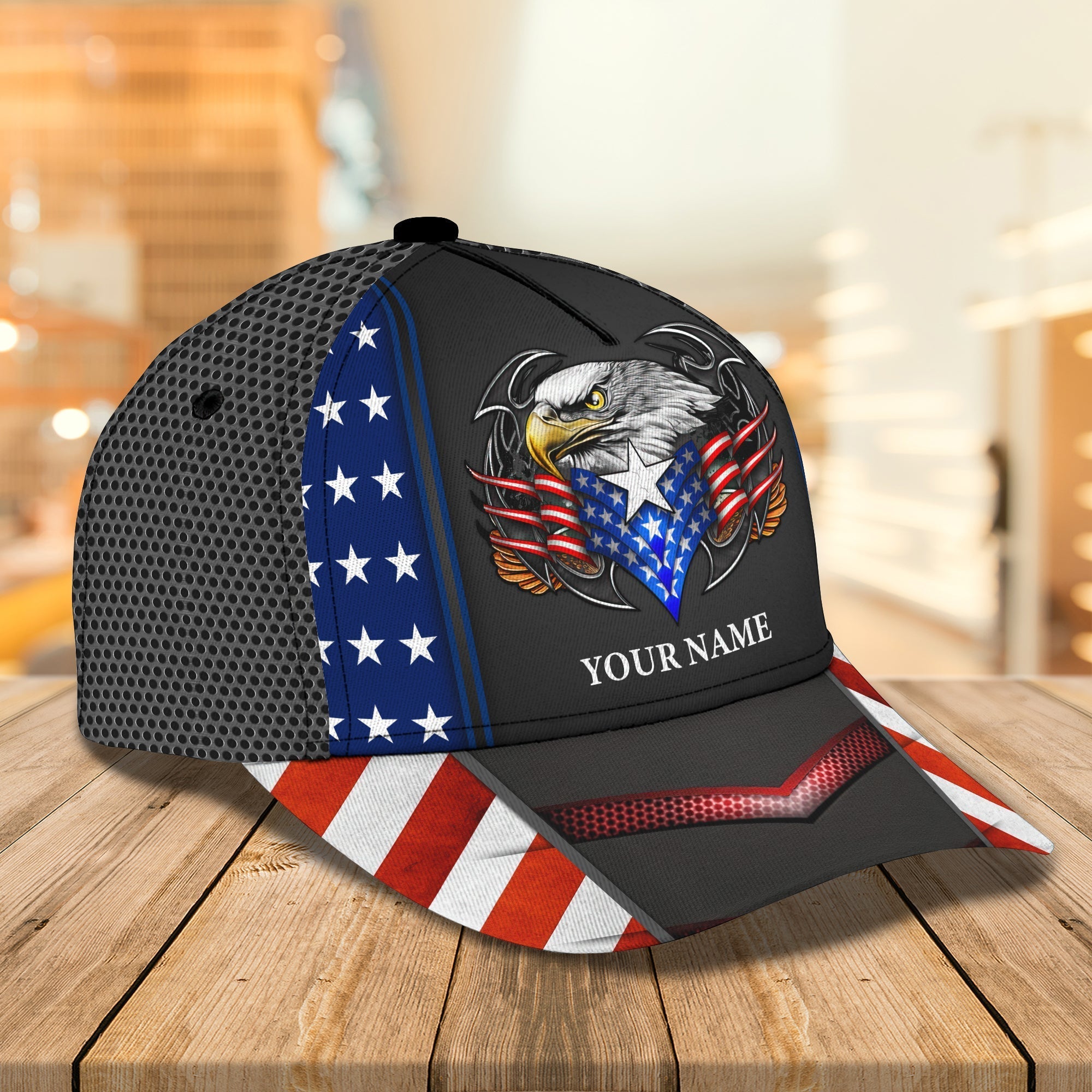 Personalized Eagle American Flag Baseball, Independence Day Cap Hat Trucker Hats Custom Hats Gifts For Men & Women