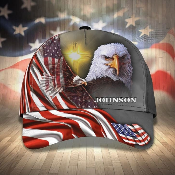 Personalized Eagle American Pride Classic Cap for Men, Women, Custom Name Eagle Hats Trucker Hats Custom Hats Gifts For Men & Women