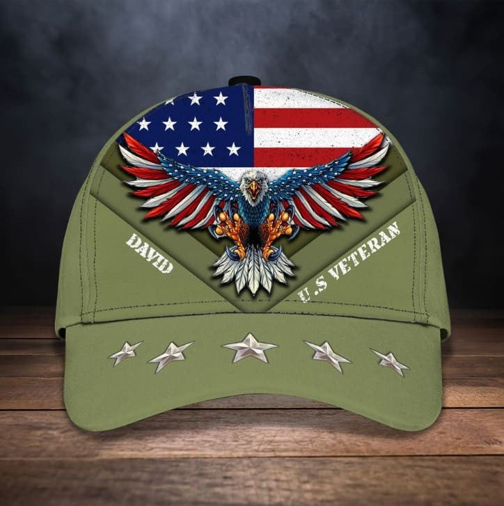 Personalized Eagle Camo Veteran Retro Cap for Dad, Husband, Veteran Hats for Him Trucker Hats Custom Hats Gifts For Men & Women