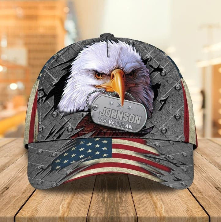 Personalized Eagle Camo Veteran Retro Cap for Dad, Husband, Veteran Hats for Him Trucker Hats Custom Hats Gifts For Men & Women