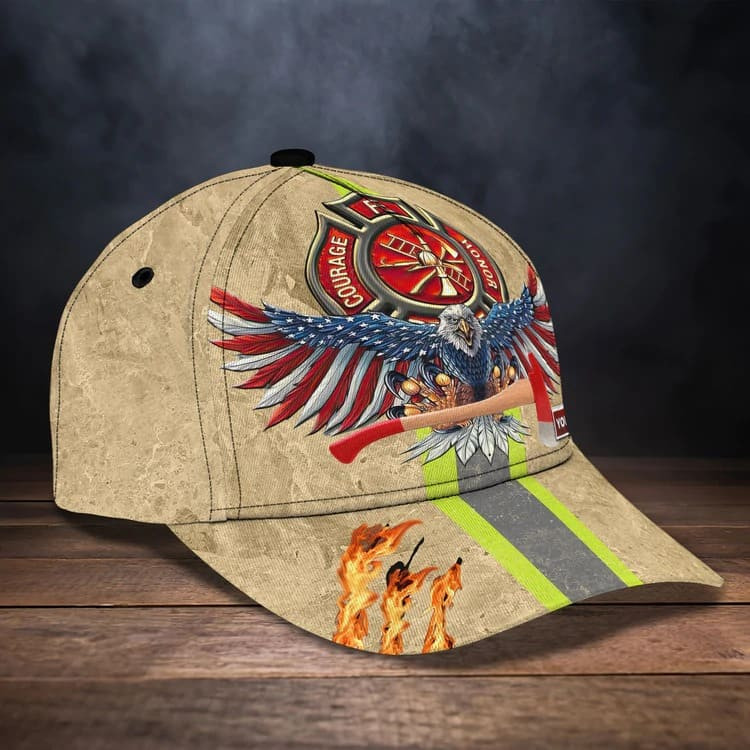 Personalized Eagle Firefighter 3D Baseball Cap American Flag Pattern Firefighter Hat Trucker Hats Custom Hats Gifts For Men & Women