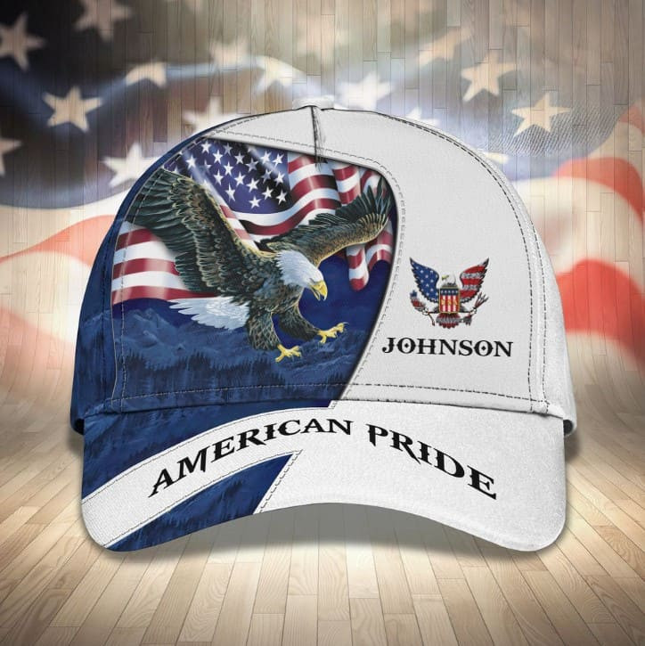 Personalized Eagle US Flag Jean Pattern Cap for Men, God bless America Hat for Husband Birthday Gift Trucker Hats Custom Hats Gifts For Men & Women