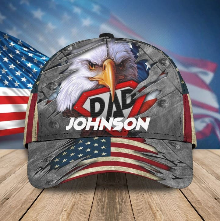 Personalized Eagle US Flag Jean Pattern Cap for Men, God bless America Hat for Husband Birthday Gift Trucker Hats Custom Hats Gifts For Men & Women