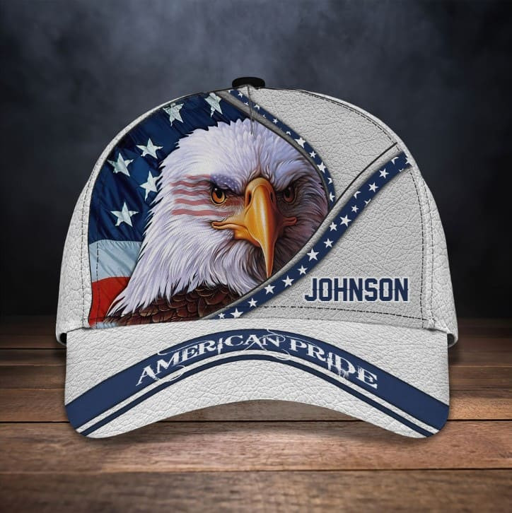 Personalized Eagle US Flag Jean Pattern Cap for Men, God bless America Hat for Husband Birthday Gift Trucker Hats Custom Hats Gifts For Men & Women