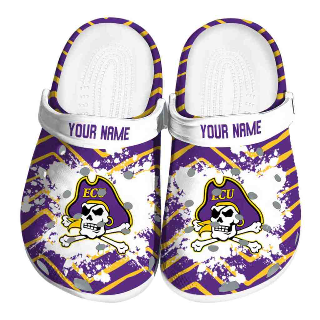 Personalized East Carolina Pirates Zigzag Paint Burst ClogTVC1801780