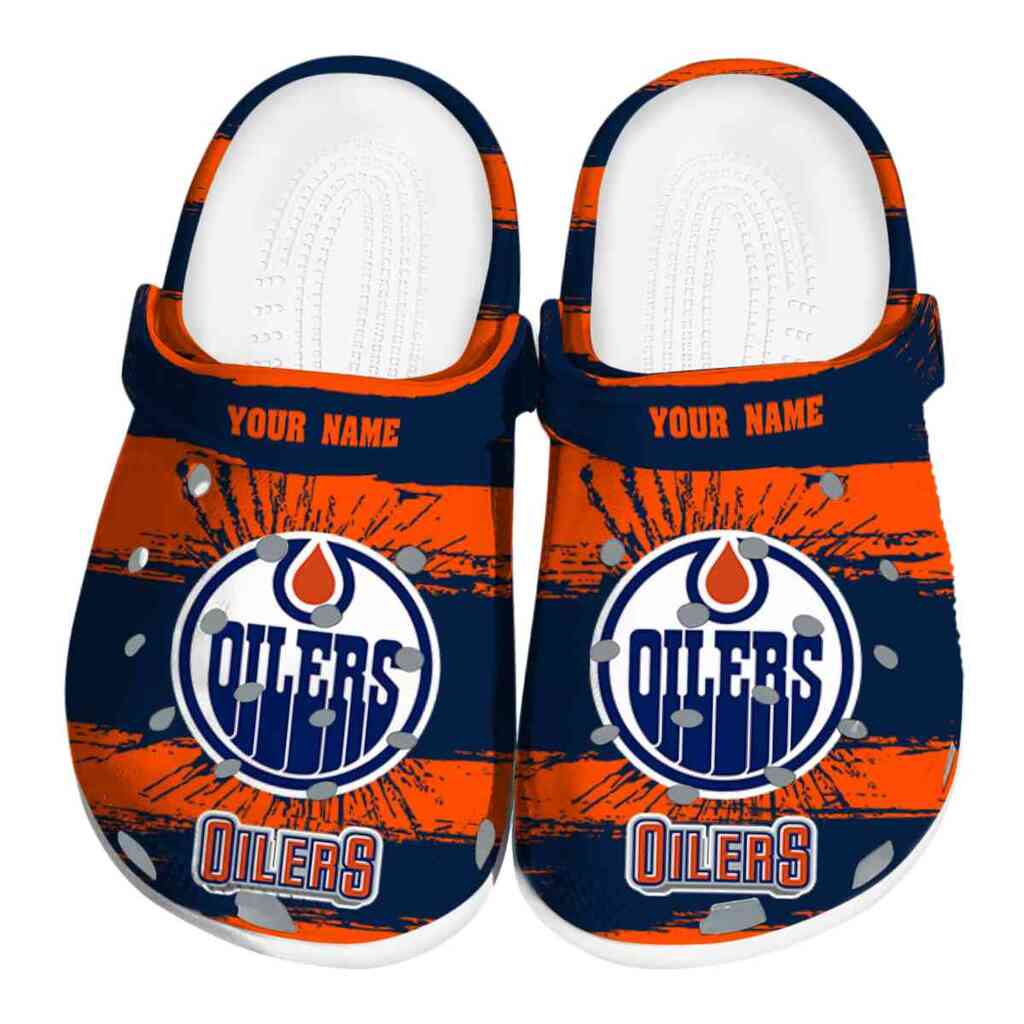 Personalized Edmonton Oilers Paint Splatter Graphics ClogTVC1801889