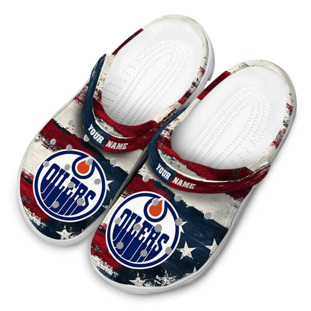 Personalized Edmonton Oilers Patriotic Stripes ClogTVC1801889 - Image 4