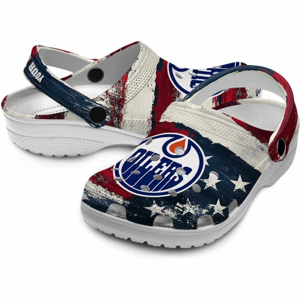 Personalized Edmonton Oilers Patriotic Stripes ClogTVC1801889 - Image 3