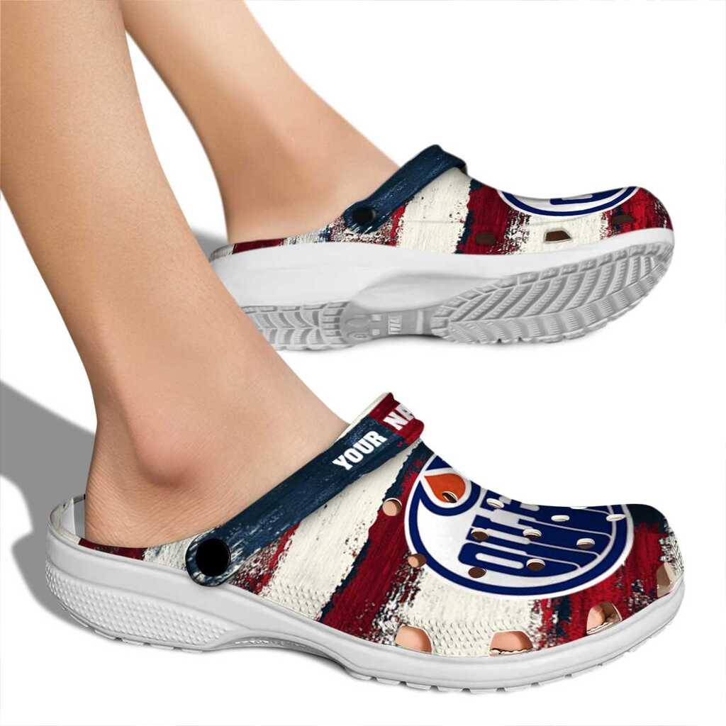 Personalized Edmonton Oilers Patriotic Stripes ClogTVC1801889 - Image 2