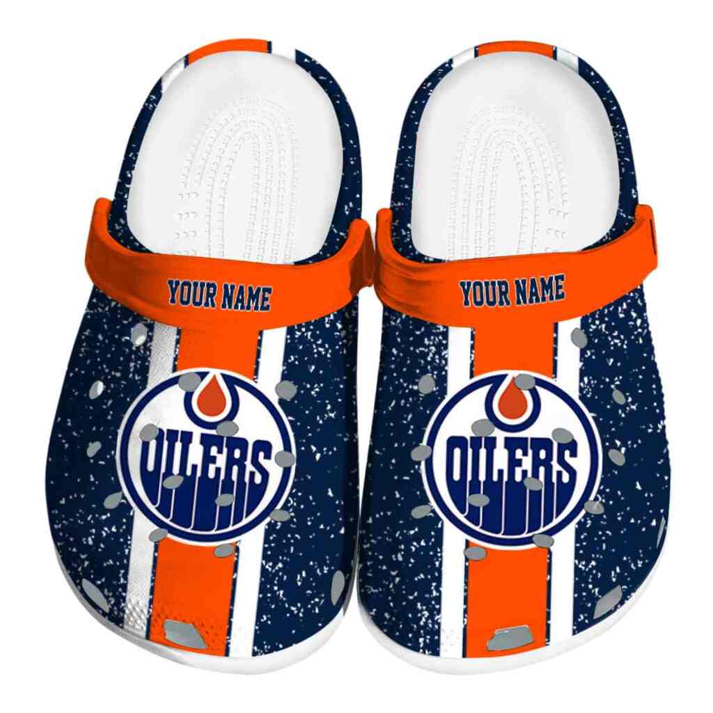 Personalized Edmonton Oilers Vertical Stripes ClogTVC1801891