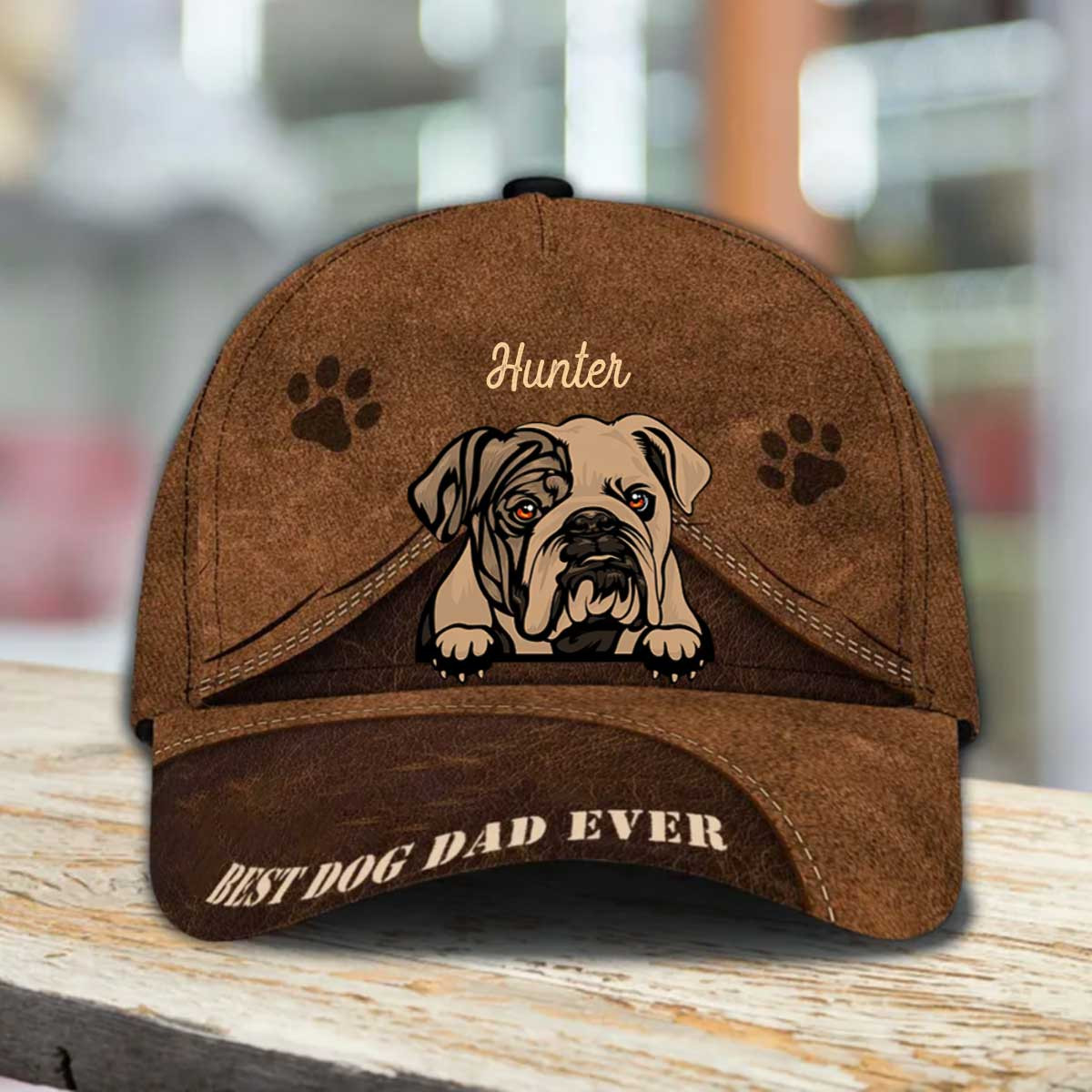 Personalized English Bulldog Hat, Custom Photo English Bulldog Cap 3D for Mom & Dad Trucker Hats Custom Hats Gifts For Men & Women