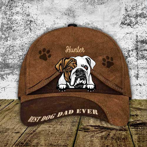 Personalized English Bulldog Hat, Custom Photo English Bulldog Cap 3D for Mom & Dad Trucker Hats Custom Hats Gifts For Men & Women